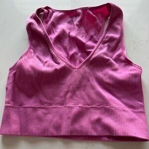 Garage Pink Ribbed Crop Tank Top
